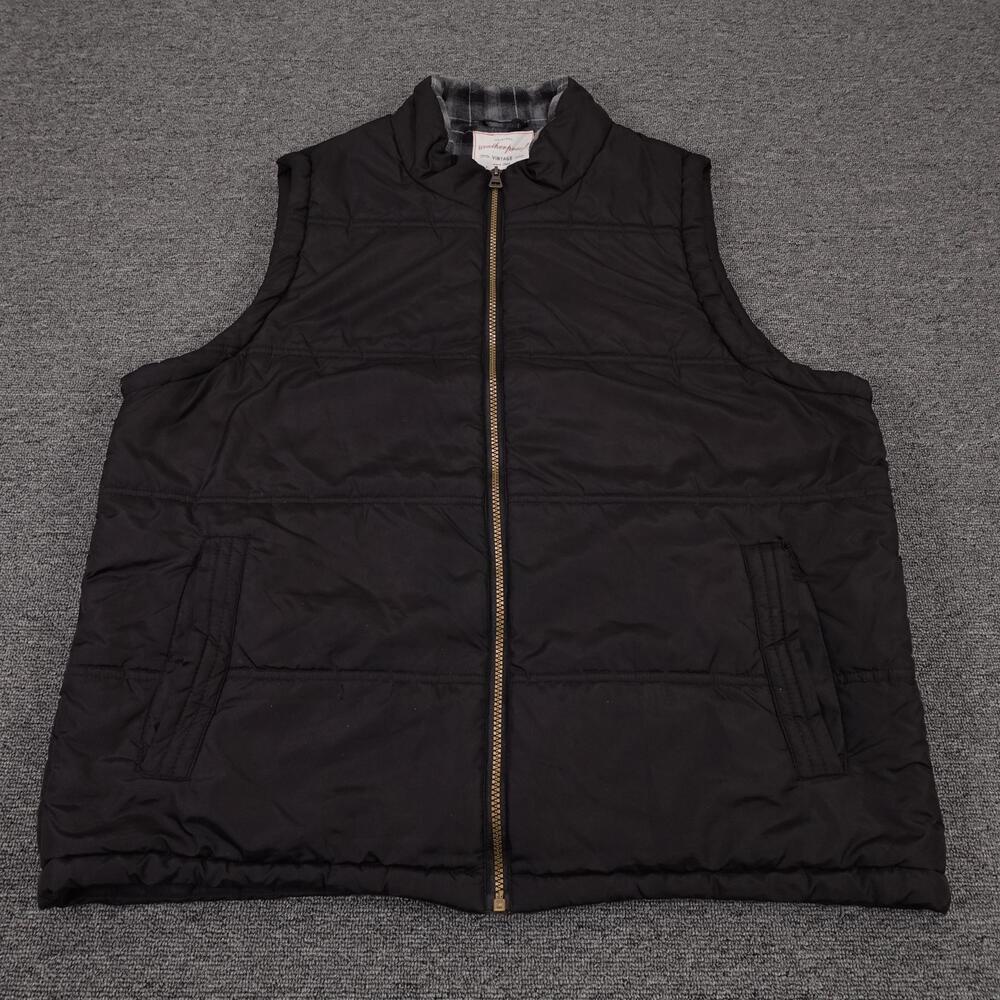 Weatherproof Vintage Vest Mens XL Black Quilted Full Zip Flannel Lined Outdoor